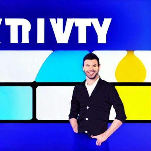 Trivia TV show with blue crown logo