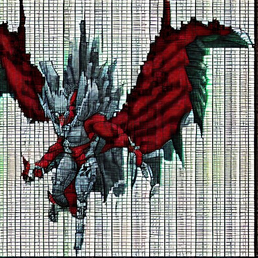 Bahamut in a pixel art style