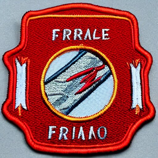 plain yet detailed, fire station flame embroidered patch retro design 