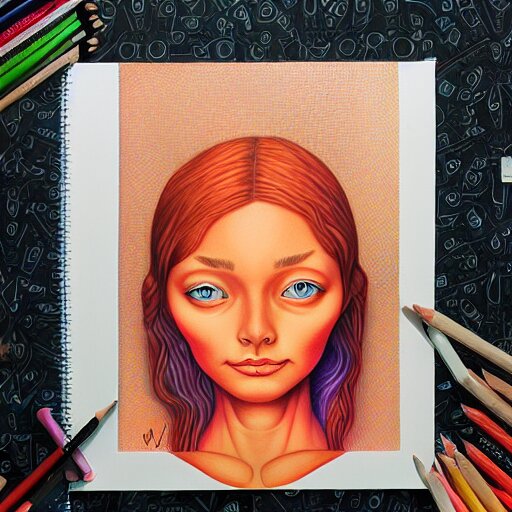 colored pencil art on paper, pretty witch, by casey weldon, highly detailed, artstation, masterpiece, award - winning, caran d'ache luminance 