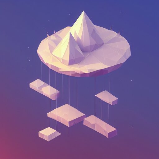 floating island in the sky, low poly, isometric art, 3d art, high detail, artstation, concept art, behance, ray tracing, smooth, sharp focus, ethereal lighting