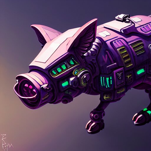 painting of a cyberpunk flying pig, sharp focus, award - winning, trending on artstation, masterpiece, highly detailed, intricate, cartoon, anime. art by merwild and ernesto irawan and rachel denton 