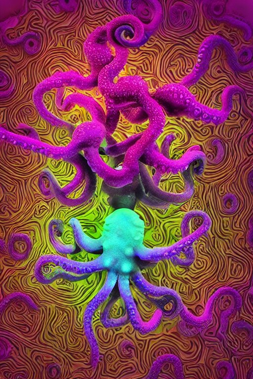 3 d render a lot of tiny octopuses, micro world fluo deepdream gloomhaven, concept art, art nouveau, swirly vibrant color lines, fantastically gaudy, aesthetic octane render, glowing aura, global illumination ray tracing, hdr, 8 k hd resolution, by ilya kuvshinov and cushart krentz and gillard jamesa, art by artgerm and greg rutkowski and magali villeneuve 