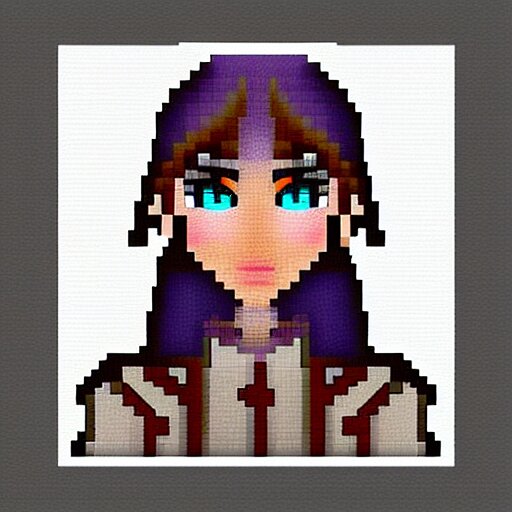 pixel art elf female warrior front portrait, cinematic style 