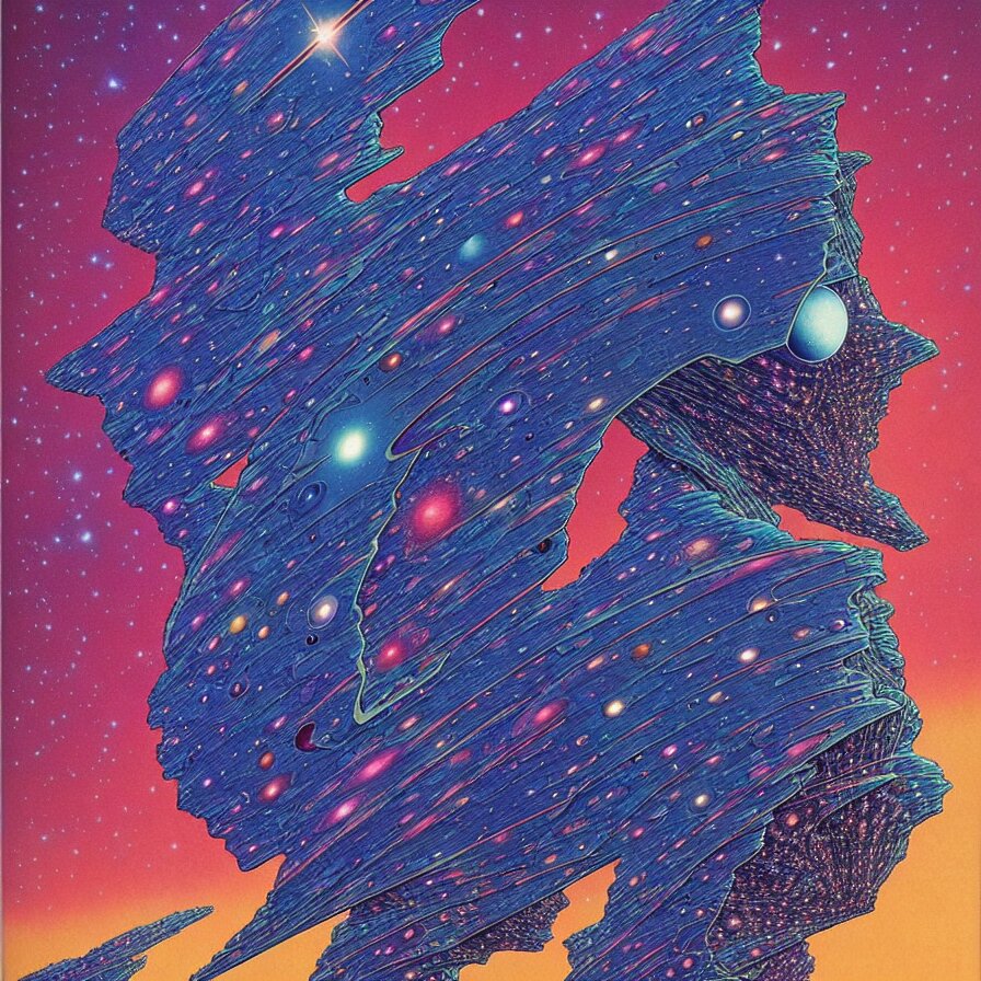 ( ( ( ( beautiful edge of the galaxy ) ) ) ) by mœbius!!!!!!!!!!!!!!!!!!!!!!!!!!!, overdetailed art, colorful, artistic record jacket design 