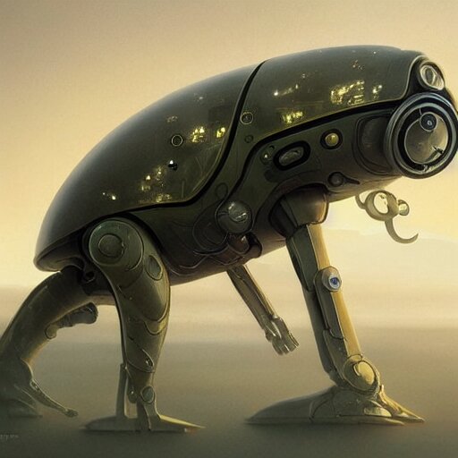 beautiful delicate imaginative streamlined futuristic close up portrait of a tardigrade, sitting with elegant deadly looks, mechanical body on gold linings, smooth white and soft by ruan jia, tom bagshaw, alphonse mucha, krenz cushart, beautiful cyberpunk buildings in the background, epic sky, vray render, artstation, deviantart, pinterest, 5 0 0 px models 