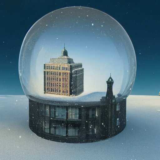 a snow globe with a soviet apartemnt building in it, a computer rendering by leandro erlich, trending on cgsociety, retrofuturism, tesseract, isometric, physically based rendering 