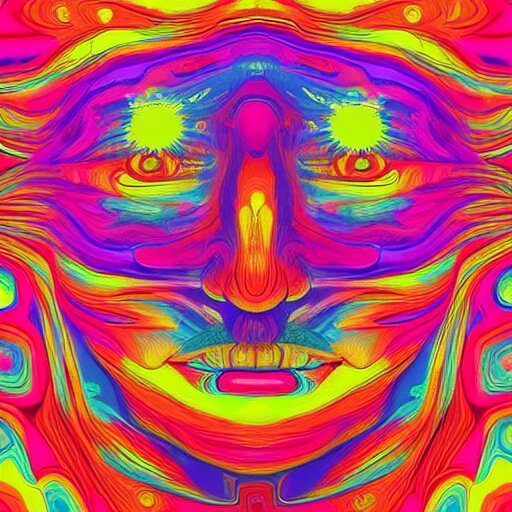 a cool colourful psychedelic face in the style of an album cover 