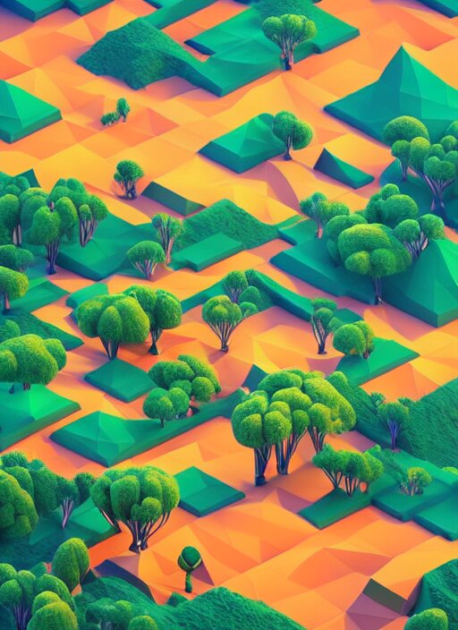 a low poly isometric render of madagascar with baobab trees in the style of monument valley, intricate, elegant, smooth shading, soft lighting, illustration, simple, solid shapes, by magali villeneuve, jeremy lipkin and michael garmash, rob rey and kentaro miura style, octane render, zaha hadid, midsommar 