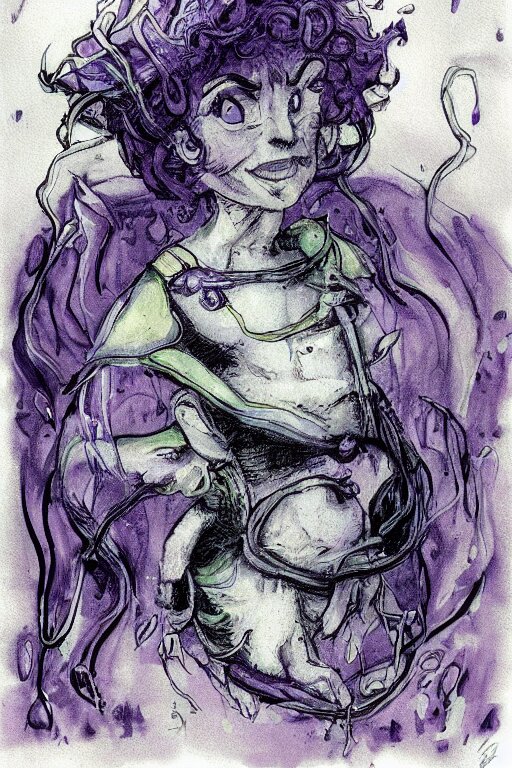 violet prince, painted by jason van hollander and melvyn grant, trending on artstation, rembrandt lighting fish eye pixar, magic realism, noodly, futuresynth, ink drawing 