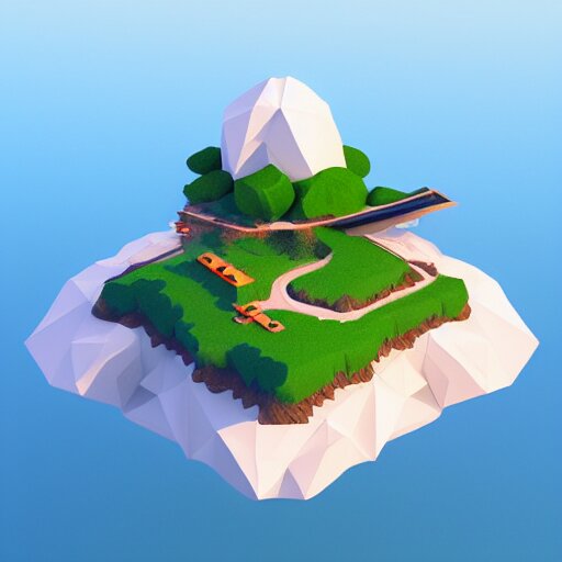 a floating island isometric art, low poly art, game art, artstation, 3D render, cgsociety, octane render