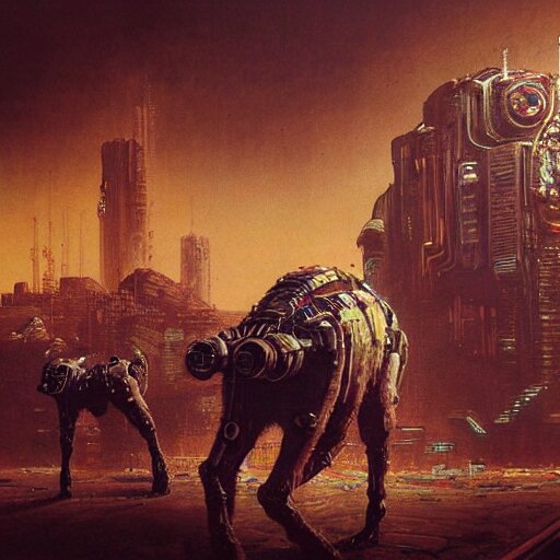 robotic hyena, cyberpunk 2 0 7 7, highly detailed beksinski style art 