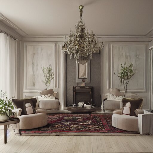 a detalied 3 d render of a country chic living room, by valentin franke, ilya galinsky trending of artstation, photorealism 