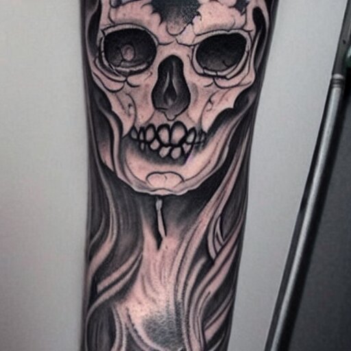 ghost tattoo design, hyper realstic, on arm, high detailed 