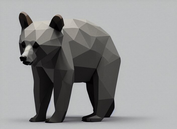 low polygon render of a bear, on a white background, isometric 3 d, ultra hd 