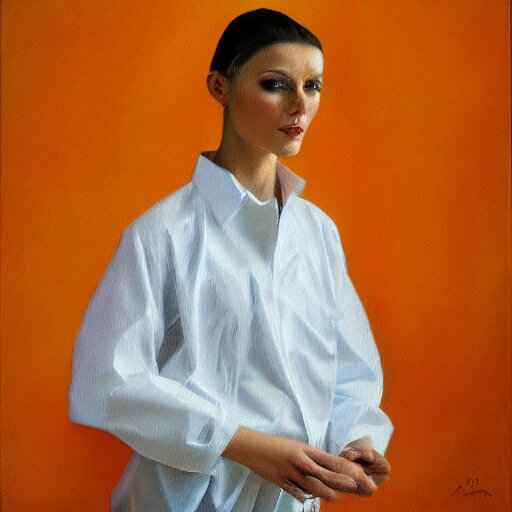 hyperrealism oil painting of ukrainian model in vyshyvanka shirt 