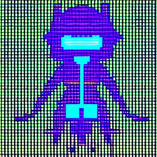 hatsune miku, pixel art, glitch, cyberpunk 