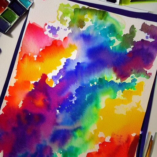 water color on paper, rainbow explosions, highly detailed, artstation, masterpiece, award - winning, 