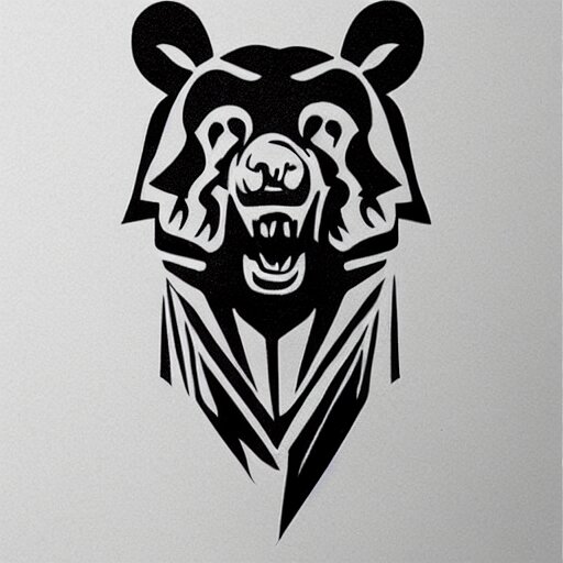 tattoo design, stencil, bear, fierce, 