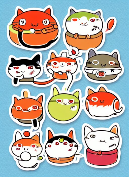 sushi cats sticker sheet 