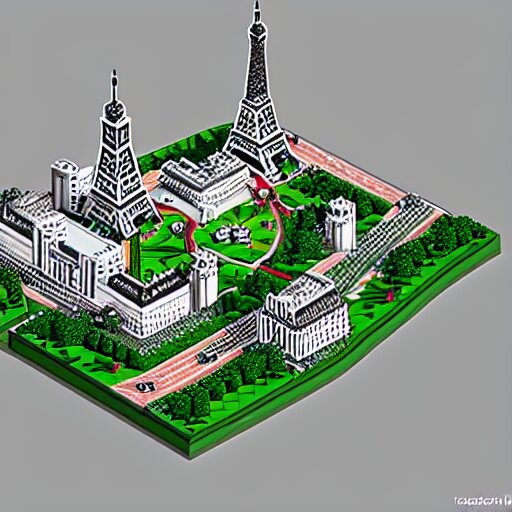 isometric voxel art of paris