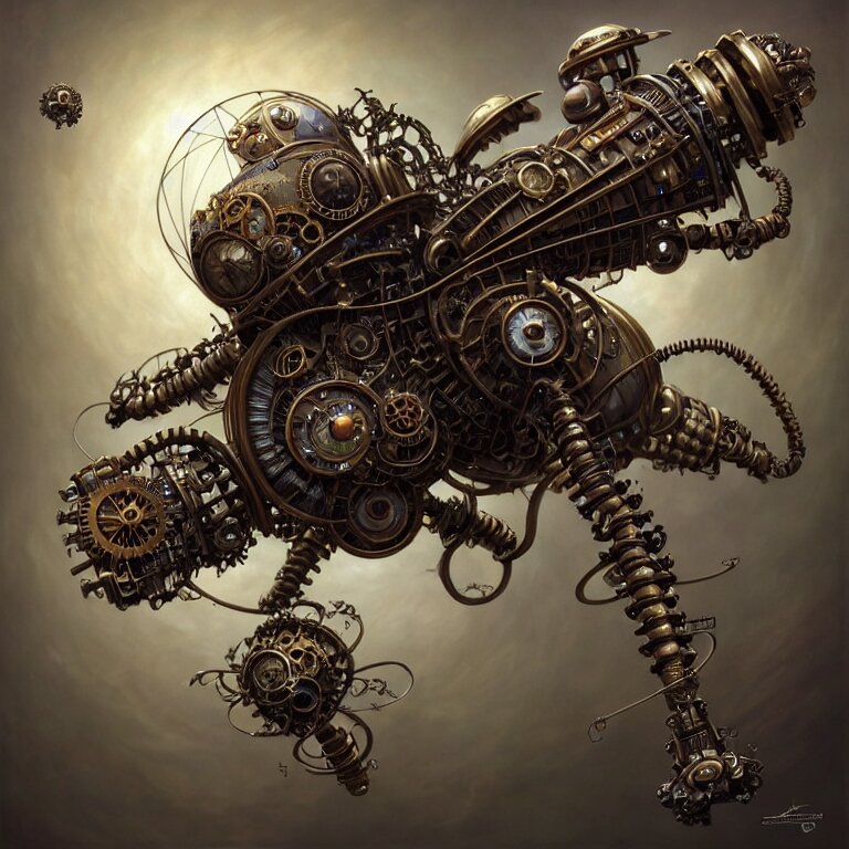 steampunk robot fly, 3 d model, unreal engine realistic render, 8 k, micro detail, intricate, elegant, highly detailed, centered, digital painting, artstation, smooth, sharp focus, illustration, artgerm, tomasz alen kopera, peter mohrbacher, donato giancola, joseph christian leyendecker, wlop, boris vallejo 