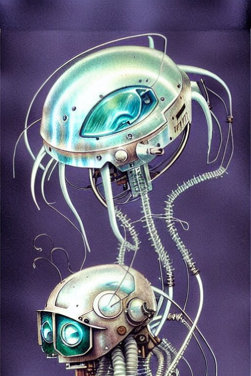 ( ( ( ( ( 1 9 5 0 s retro future robot android aluminum jelly fish. muted colors. ) ) ) ) ) by jean - baptiste monge!!!!!!!!!!!!!!!!!!!!!!!!!!!!!! 