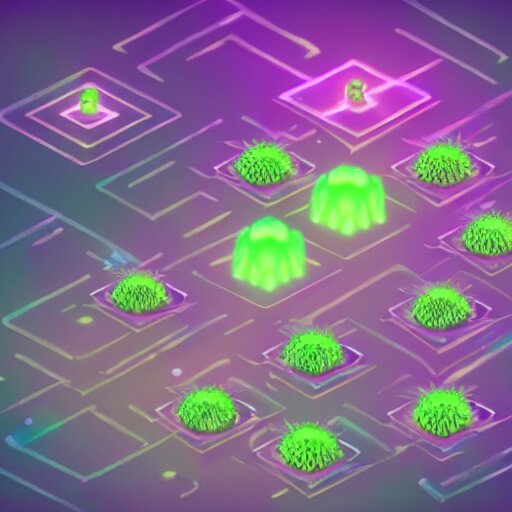 concept art 2 d mobile game asset is an isometric staircase with an organic isometric design based on bioluminescent alien - like plants inspired by the avatar's bioluminescent alien nature. around the stair, we can see plants that glow in the dark. all in isometric perspective and semi - realistic style item is in a black background 