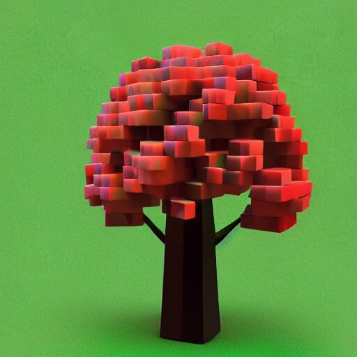 a low poly tree with cubes as fruits, flat image, minimalistic