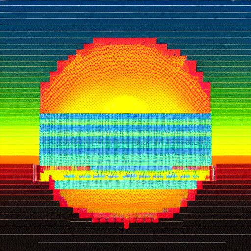 sunset in space, pixelart style 