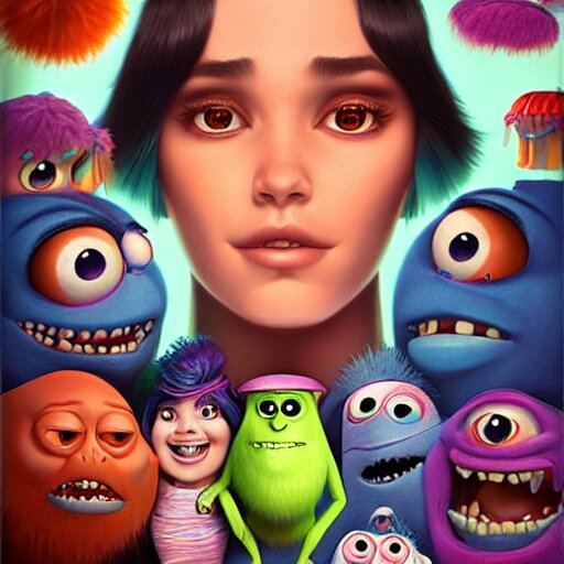 monster inc portrait, Pixar style, by Tristan Eaton Stanley Artgerm and Tom Bagshaw.