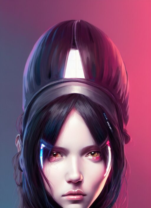 portrait of long black hair girl within a streetwear. cynical face, concept art, cyberpunk illustration, intricate, highly detailed 8 k, smooth, matte, sharp focus, rim light, beautiful and aesthetic shape of face and body, artgerm, artstation, art by gharliera 