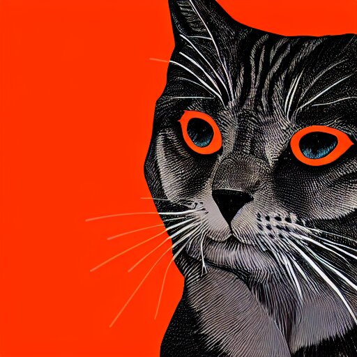 orange to red gradient low poly art of cat 