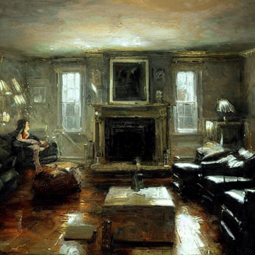modem living room painting by jeremy mann 