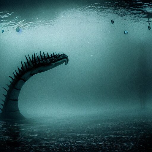 sea monster about to eat pov underwater, pale skin, dark yellowish water, foggy water, dark, dramatic,'silent hill ', big eyes, alluring and terrifying, cinematic 