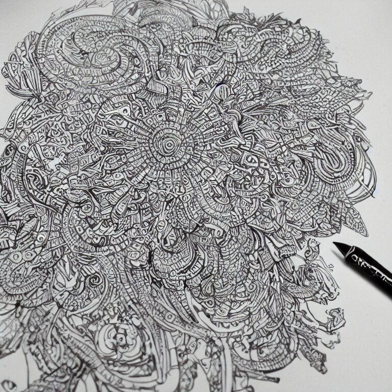 notebook doodle extremely intricate hyper detailed linework pen  