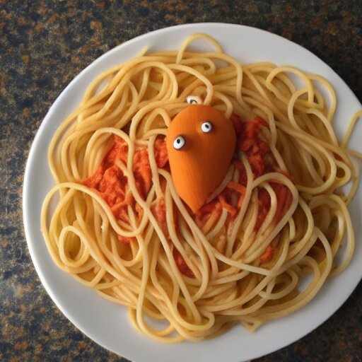 spaghetti in the shape of a bird 