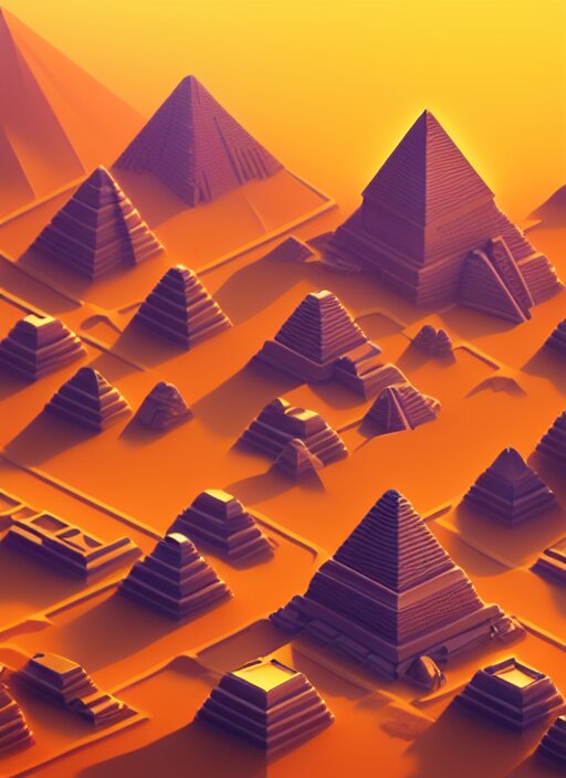 a low poly isometric render of futuristic egypt with pyramids in the style of monument valley, intricate, elegant, smooth shading, soft lighting, illustration, simple, solid shapes, by magali villeneuve, jeremy lipkin and michael garmash, rob rey and kentaro miura style, octane render, zaha hadid 