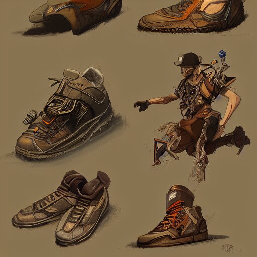 sneaker concept art, steampunk, sharp focus, illustration, concept art by tooth wu 