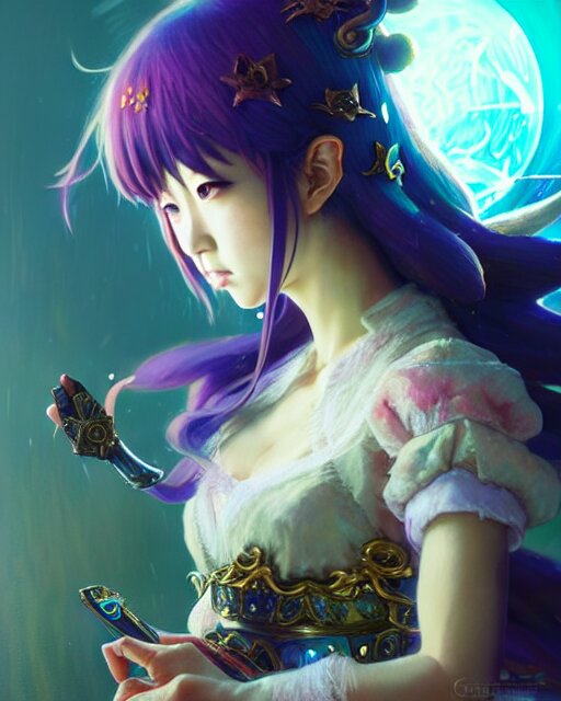 mirei kiritani as anime girl, mushroom kingdom, fantasy character portrait, concept art, sorceress, magical aura, bright, interesting angle, intricate details, highly detailed by greg rutkowski, gaston bussiere, simon bisley 