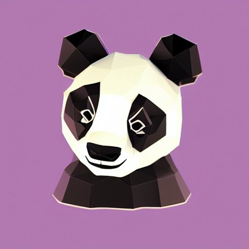  panda, low poly, isometric, 3D render, white background