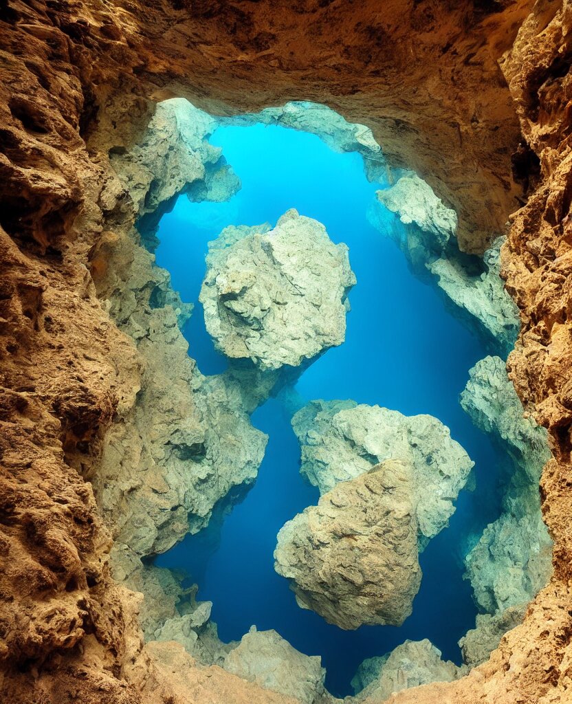 a deep exotic underwater canyon 