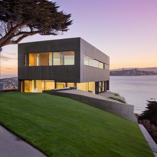 a modern concrete mansion on the bluffs overlooking san francisco 