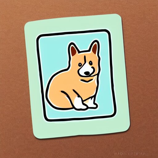 a kawaii chubby goofy cute corgi sitting upright sticker illustration