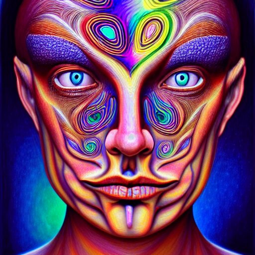 An extremely psychedelic portrait of Alex Gray, surreal, LSD, face, detailed, intricate, elegant, lithe, highly detailed, digital painting, artstation, concept art, smooth, sharp focus, illustration