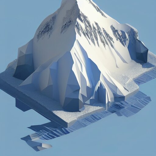 floating island with mount everest in the sky, low poly, isometric art, 3d art, high detail, artstation, concept art, behance, ray tracing, smooth, sharp focus, ethereal lighting