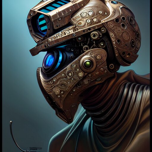 front shot of a cyberpunk gazmask robot character, intricate, elegant, highly detailed, centered, digital painting, artstation, concept art, smooth, sharp focus, illustration, artgerm, Tomasz Alen Kopera, Peter Mohrbacher, donato giancola, Joseph Christian Leyendecker, WLOP, Boris Vallejo