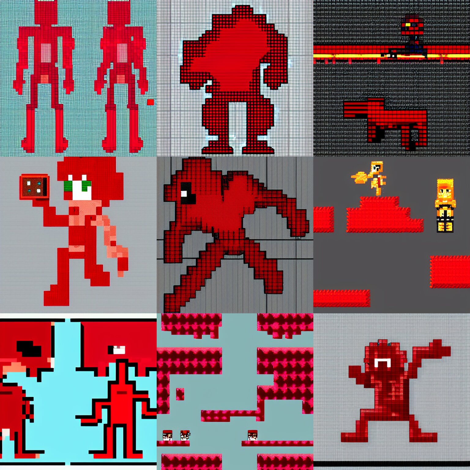 2D blood red sprite for platformer character, extreme detail, pixel art indie game, style of Super Meat Boy