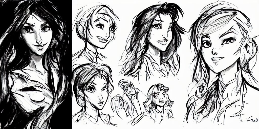 character art, sketch by glen keane, black and white illustration by glen keane, concept art, artstation, disney 1 9 9 0 