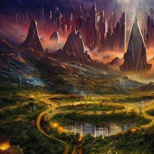 nature covered sci-fi city, magical